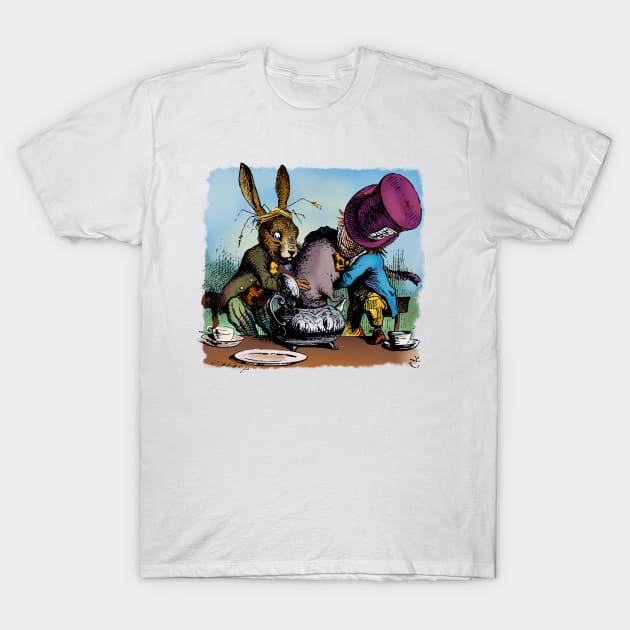 The Hatter, The Hare, and the Dormouse T-Shirt by MandyE